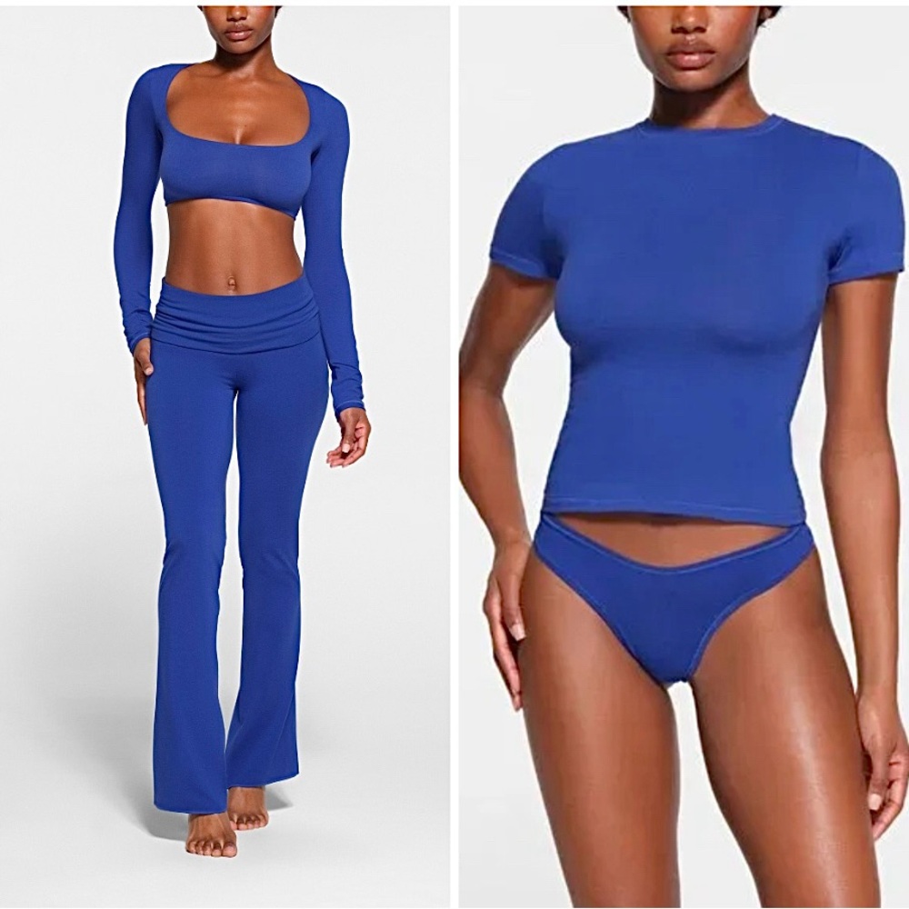 Skims Cotton Jersey Cobalt Set